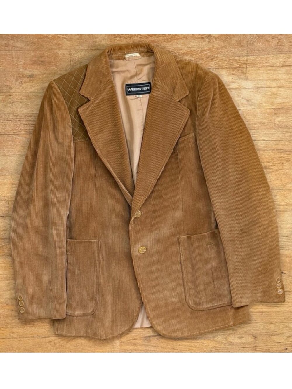 Vintage Mens Corduroy Blazer Size 40R 70s Brown Sport Coat Jacket Velvet Patch